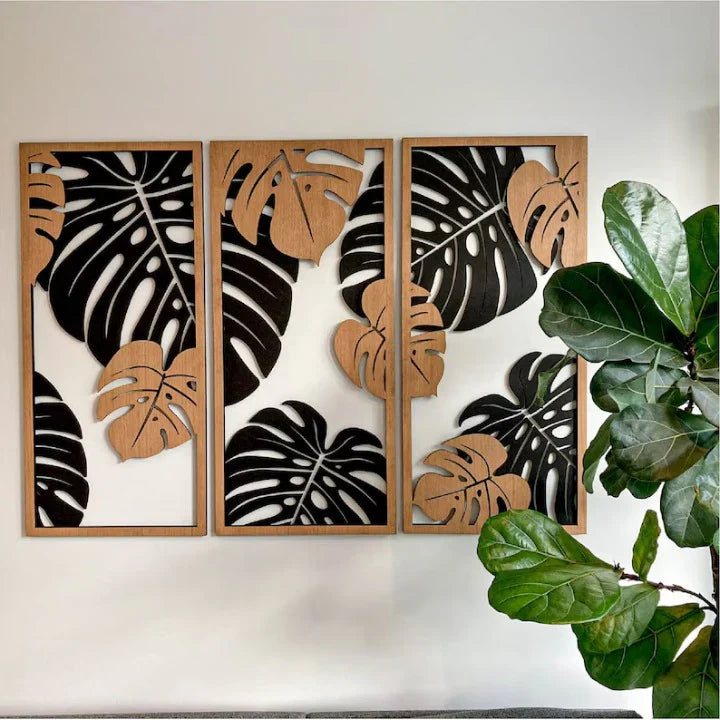 Monstera Leaves Decoration Wood Wall Decor