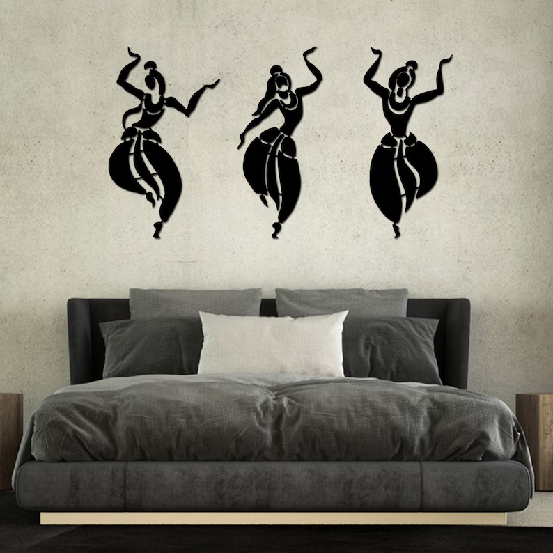 Indian Women Dancing Wood Wall Decor