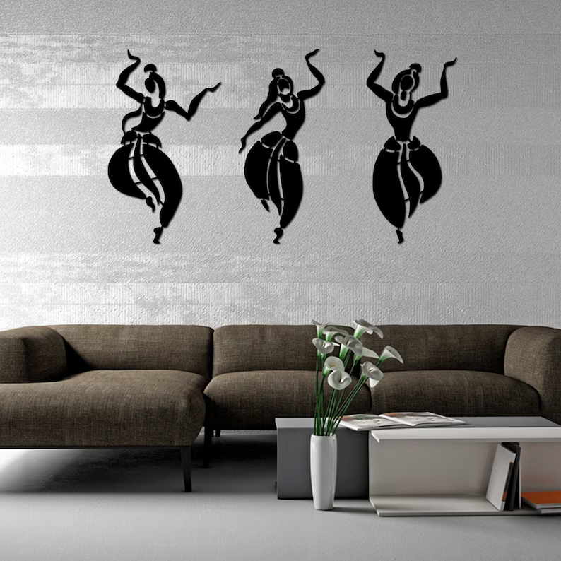 Indian Women Dancing Wood Wall Decor