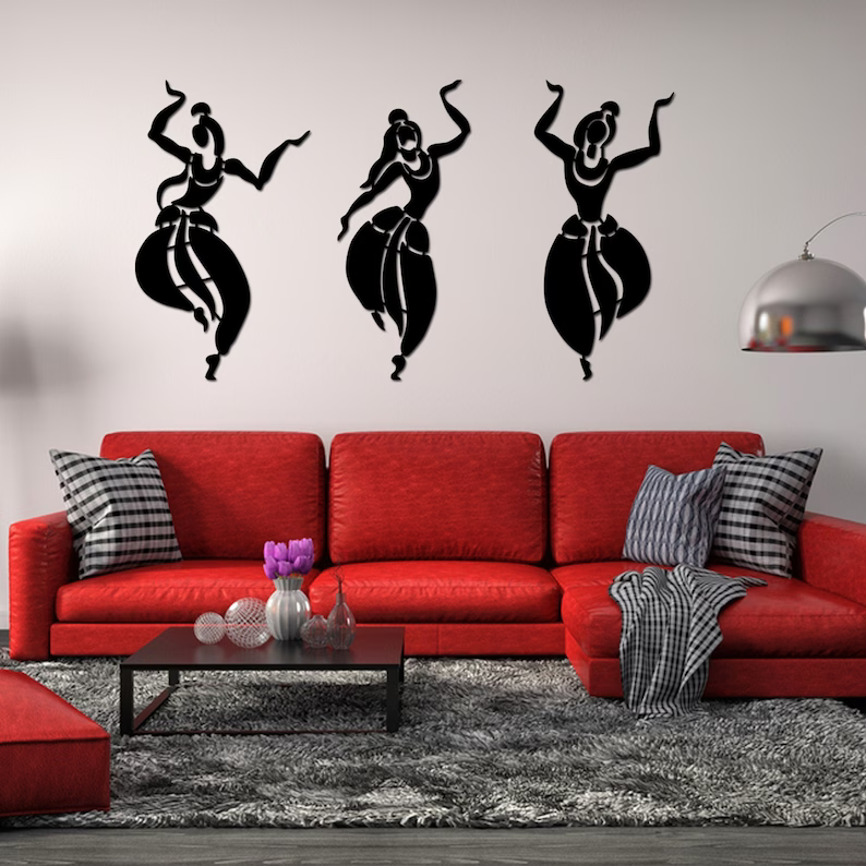 Indian Women Dancing Wood Wall Decor