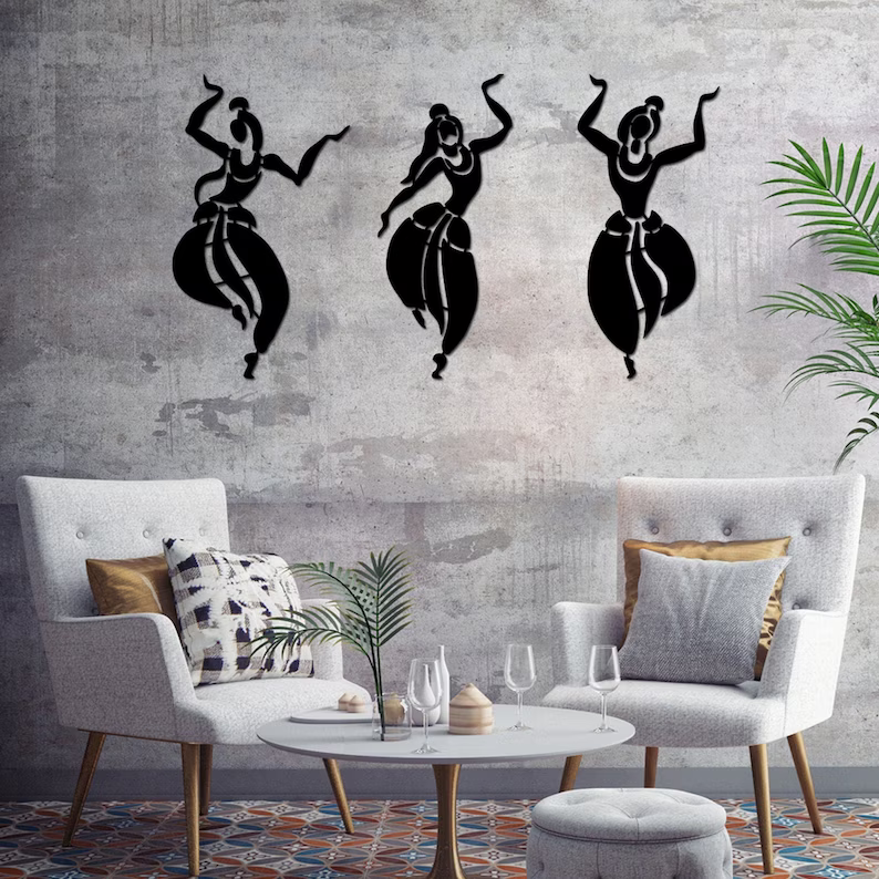 Indian Women Dancing Wood Wall Decor