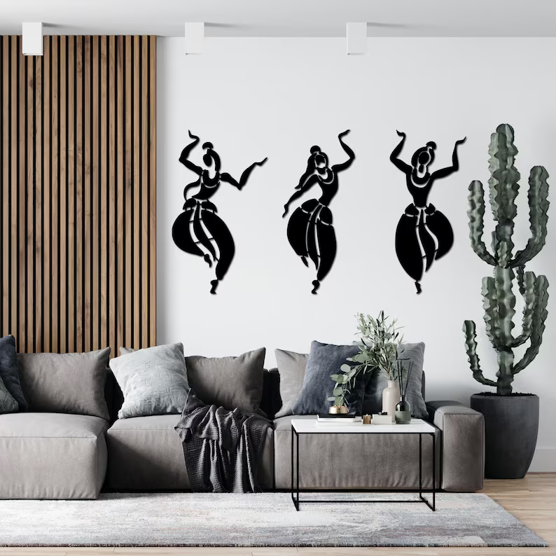 Indian Women Dancing Wood Wall Decor