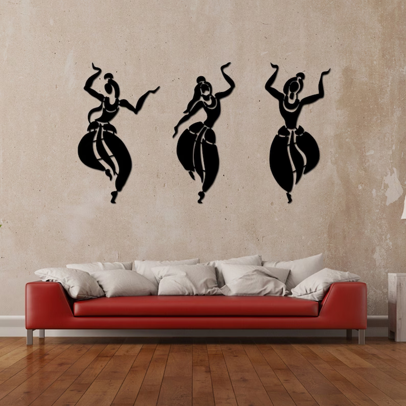 Indian Women Dancing Wood Wall Decor