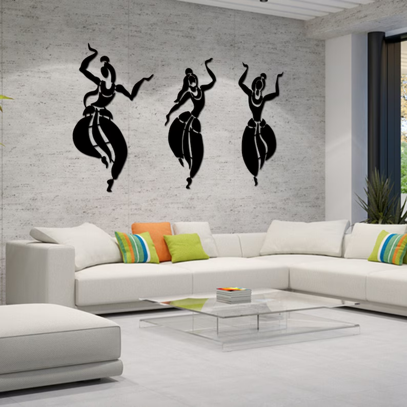 Indian Women Dancing Wood Wall Decor