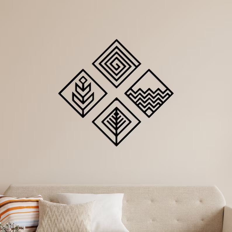 Classic 4 Elements Symbol Wood Wall Decor