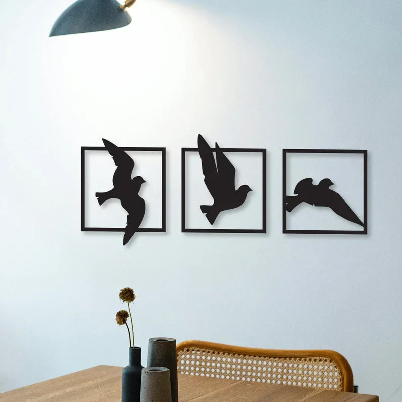 Birds in frame Wood Wall Decor