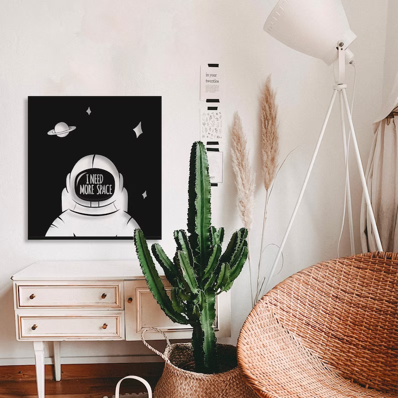 Astronaut Cosmonaut Space Wood Wall Decor