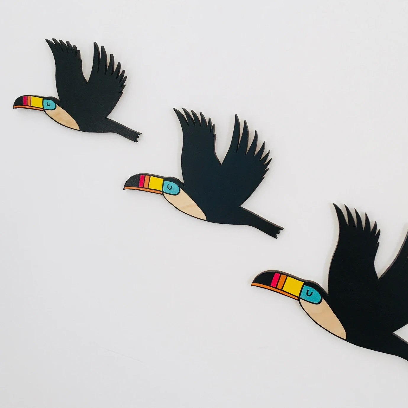 3-Piece Flying Toucan Wood Wall Decor