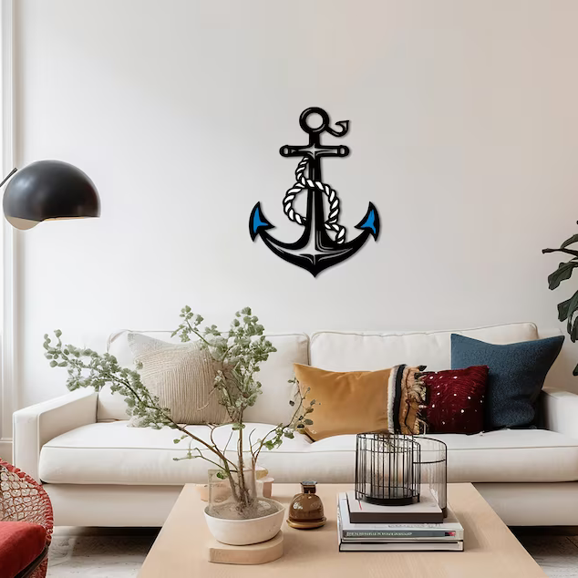 Nautical Ship Anchor and Rope Model Wall Decor