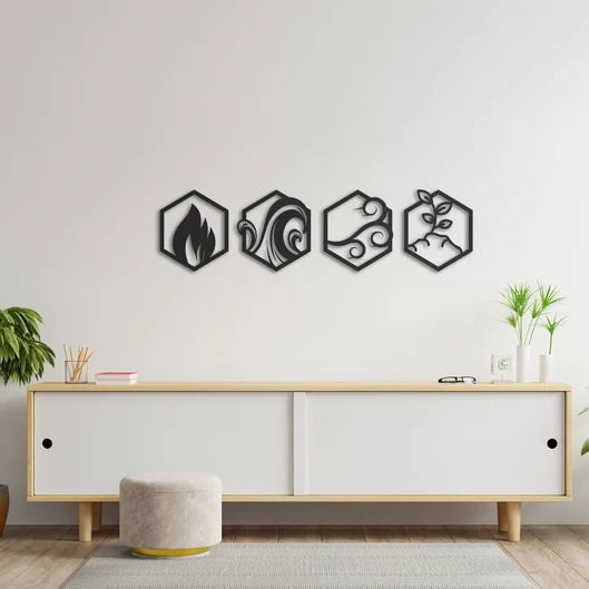 Four Elements Pattern Wood Wall Decor