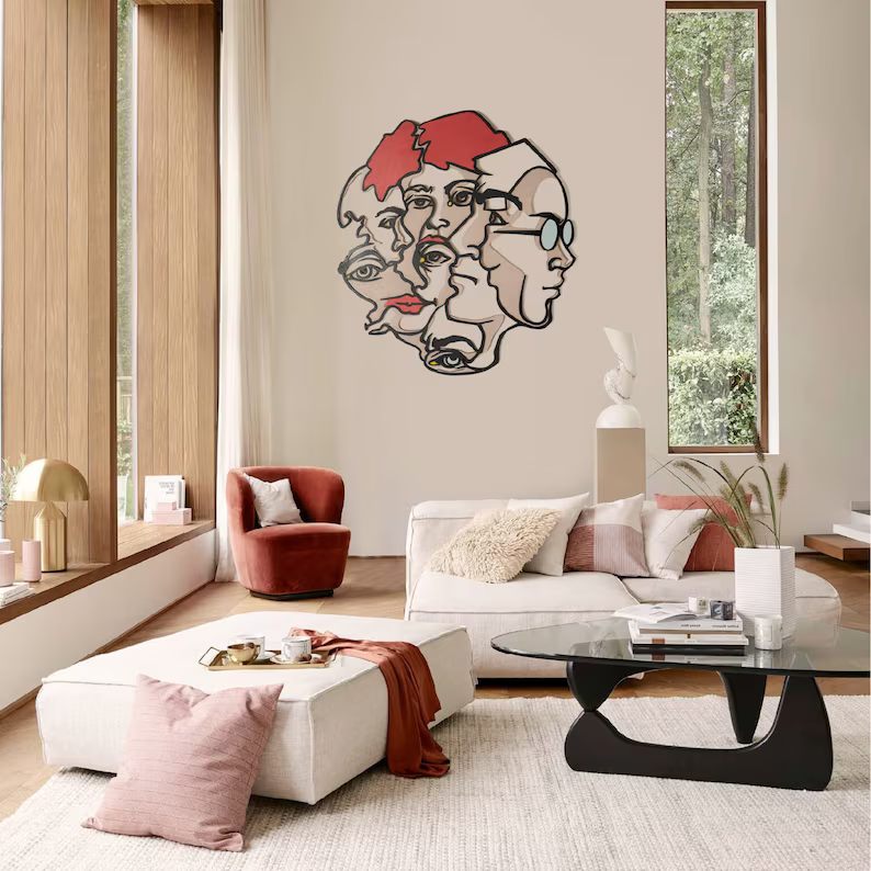 3D Faces Decorative Wood Wall Decor