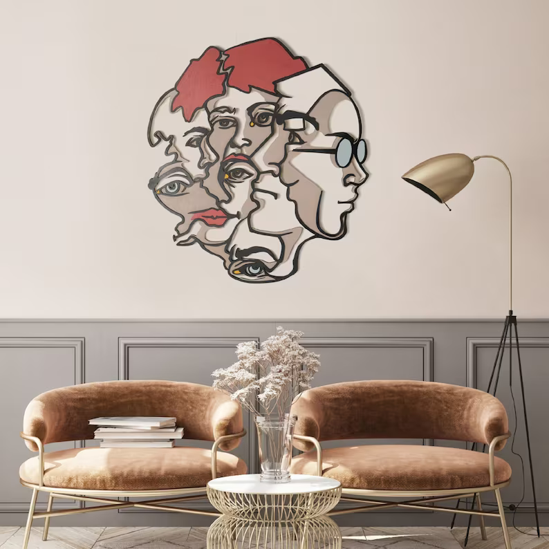 3D Faces Decorative Wood Wall Decor