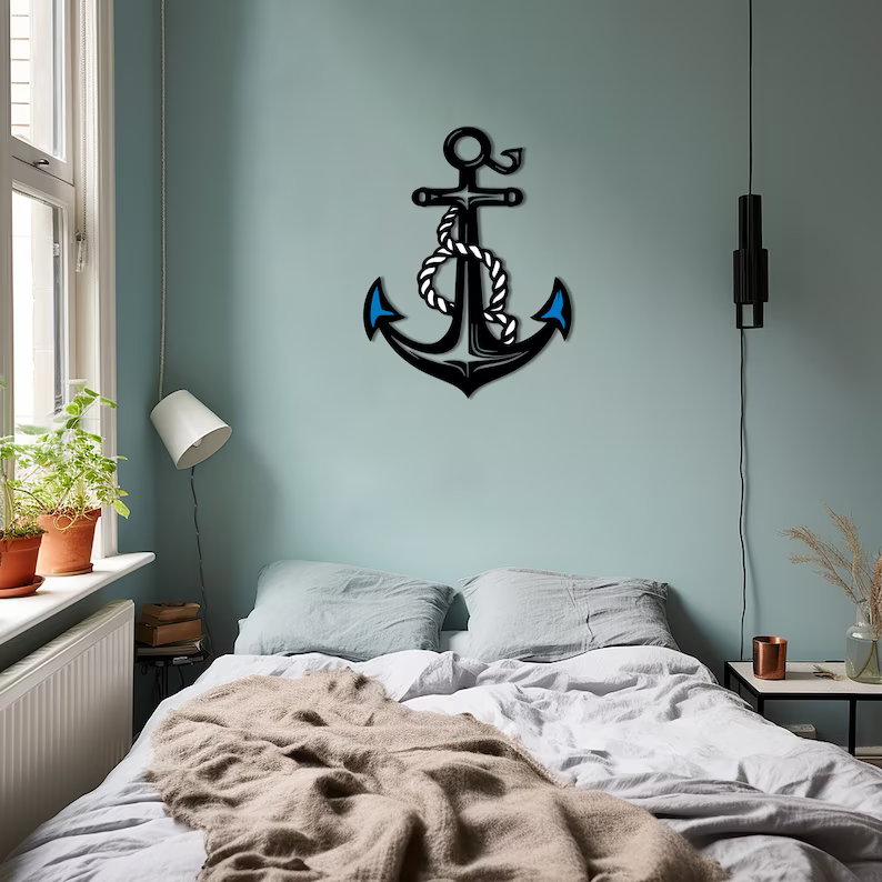 Nautical Ship Anchor and Rope Model Wall Decor