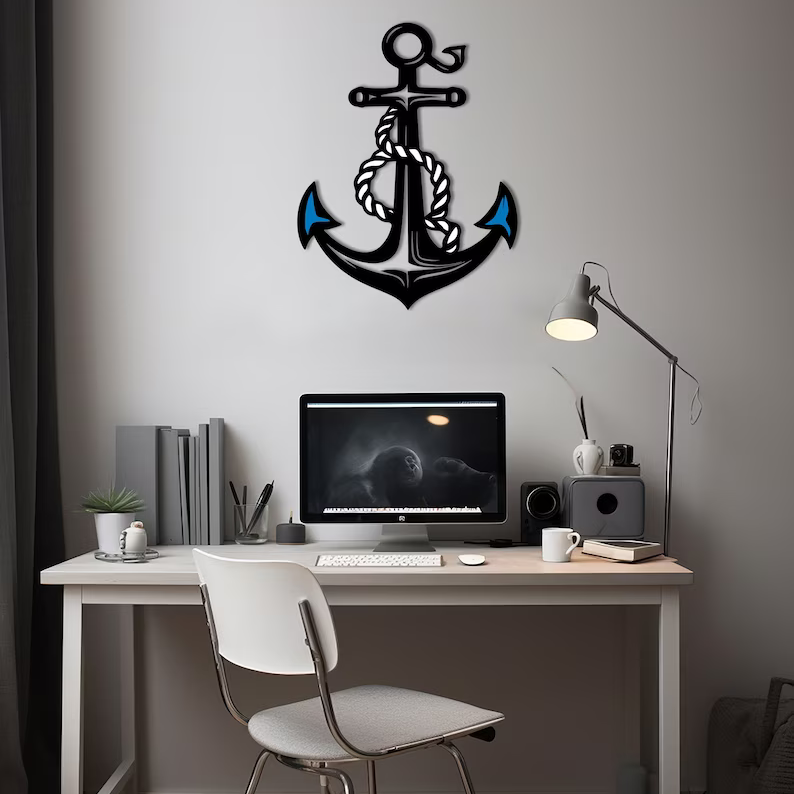 Nautical Ship Anchor and Rope Model Wall Decor