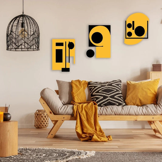 Boho Fusion Geometric Wall Hanging Set - 3-Panel Wall Decor