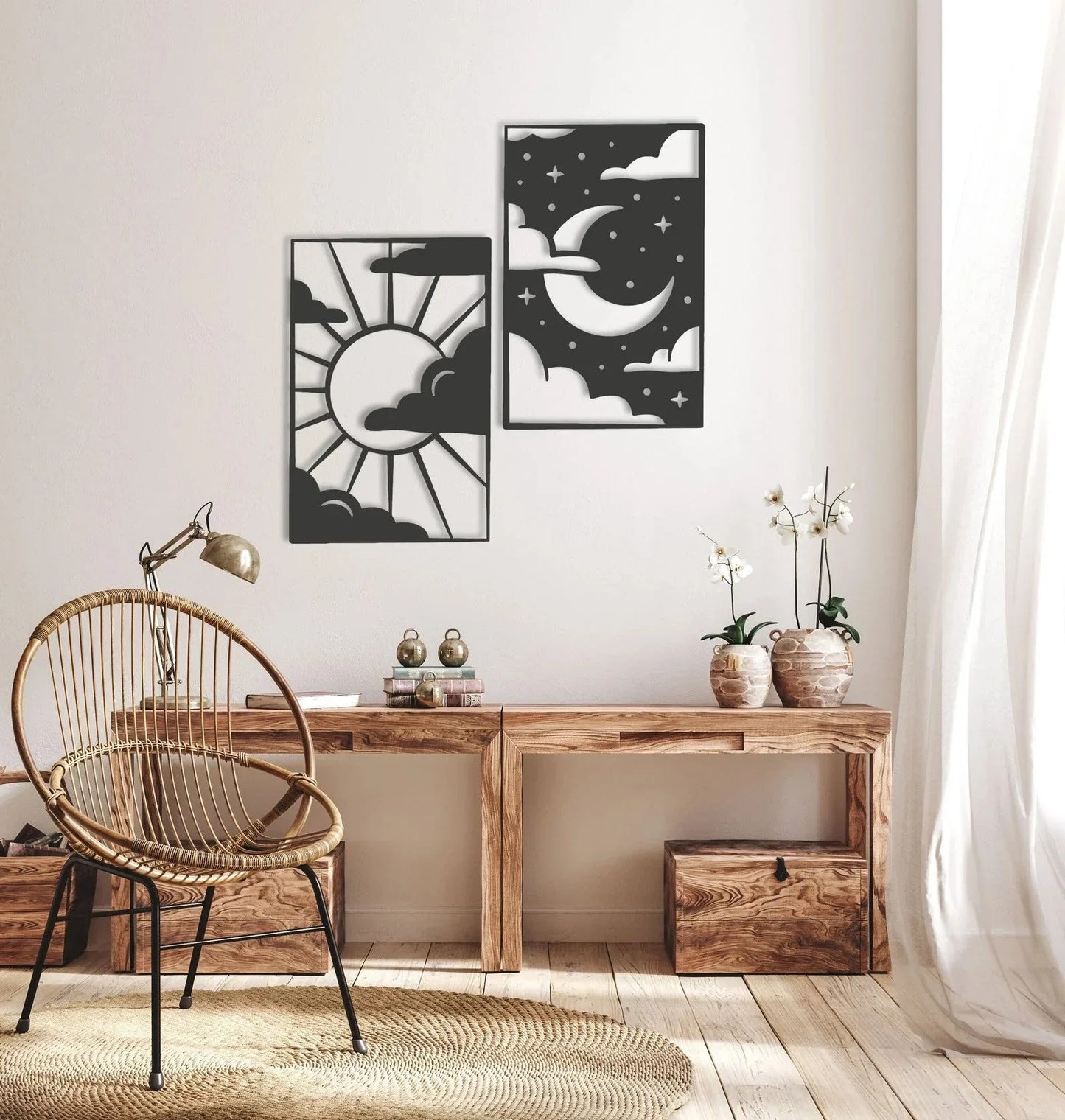 Celestial Harmony Day and Night Wood Wall Decor