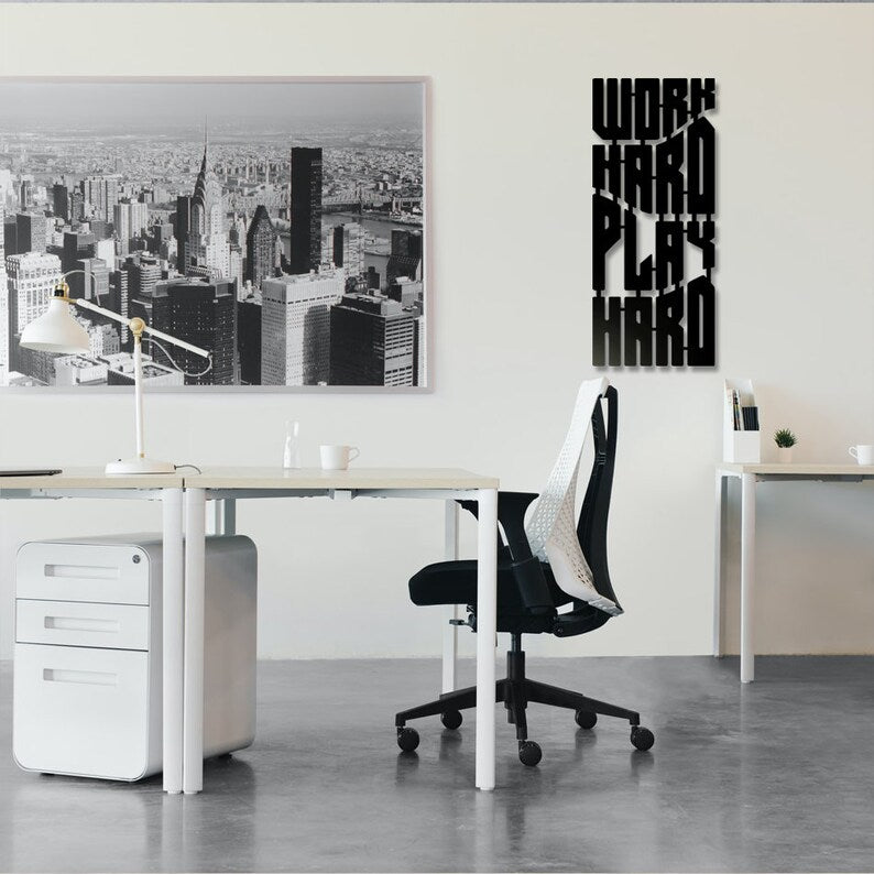 Work Hard Play Hard Design Wood Wall Decor