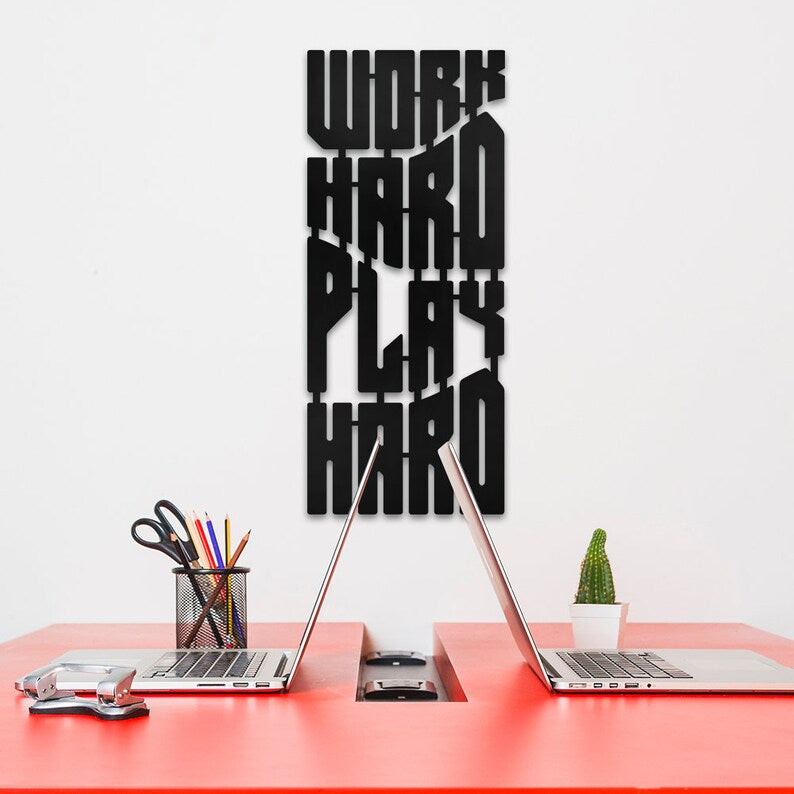 Work Hard Play Hard Design Wood Wall Decor