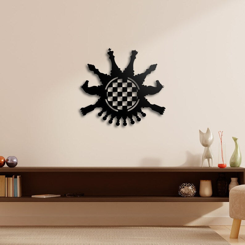 Chess Player Design Wood Wall Decor