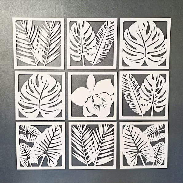 Jungle Vista 9-Piece Tropical Wood Wall Decor