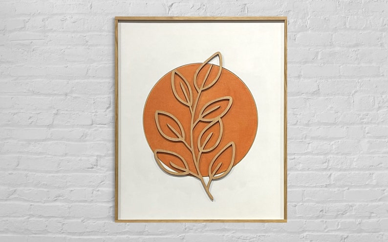 Minimalist Leaf Wood Wall Art - Boho Decor - A3 size (11.7 inches x 16.5 inches)