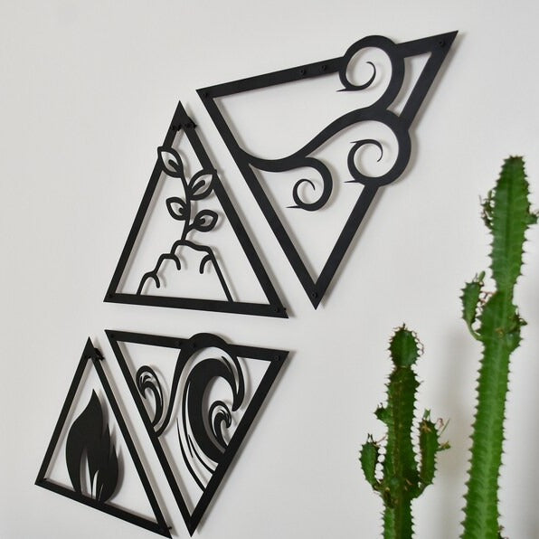 4 Elements of Nature Signs Design Wood Wall Decor