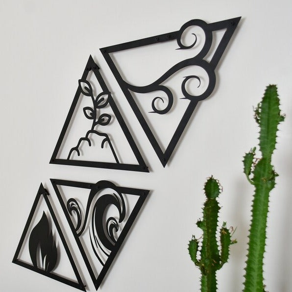 4 Elements of Nature Signs Design Wood Wall Decor