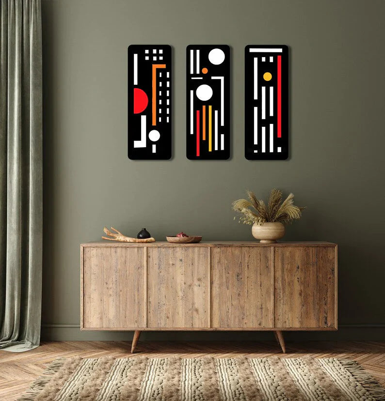 Set of 3 Geometric Wood Wall Decor