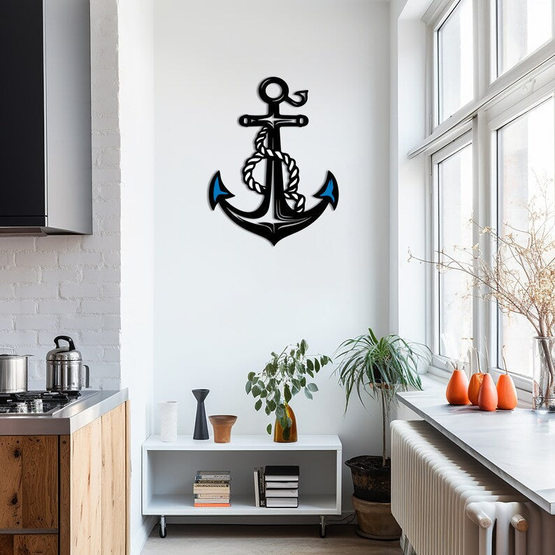 Nautical Ship Anchor and Rope Model Wall Decor