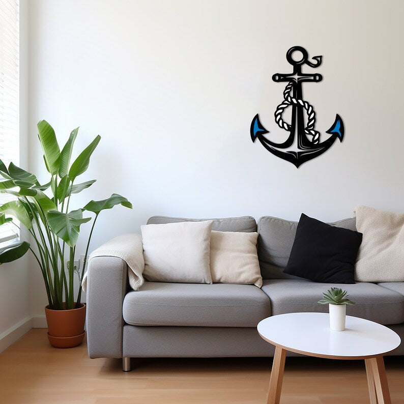 Nautical Ship Anchor and Rope Model Wall Decor