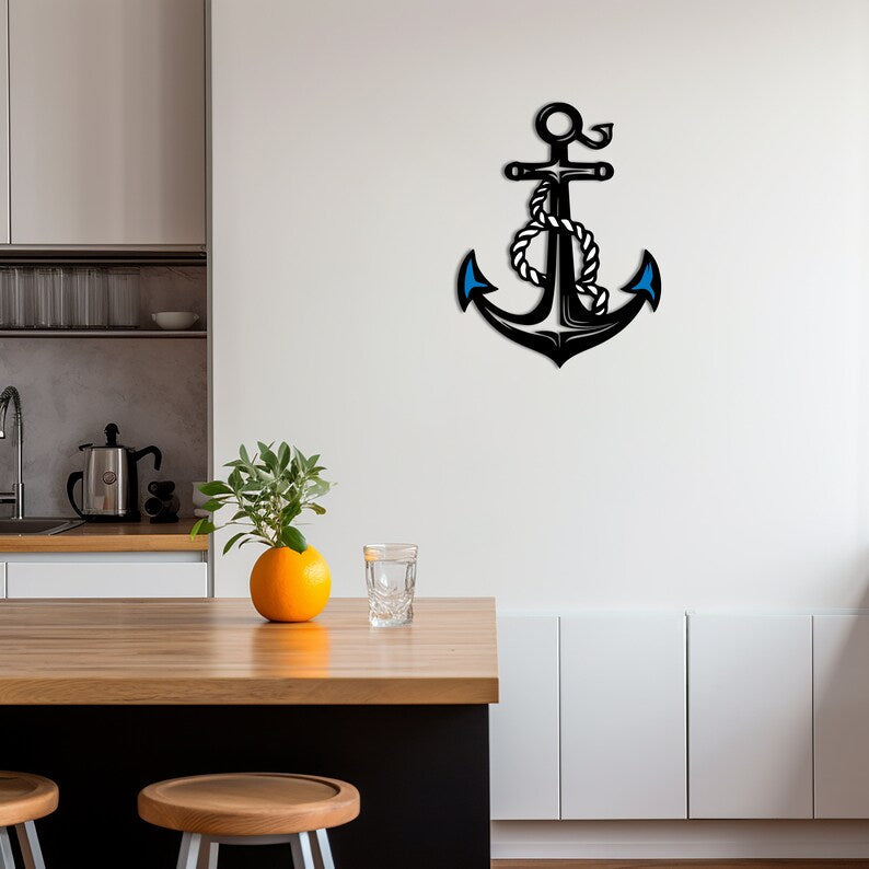 Nautical Ship Anchor and Rope Model Wall Decor