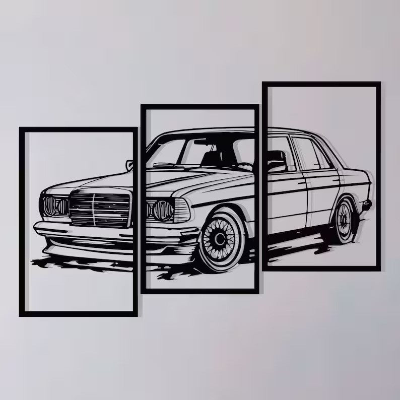 Mercedes-Benz W123 Wood Wall Decor