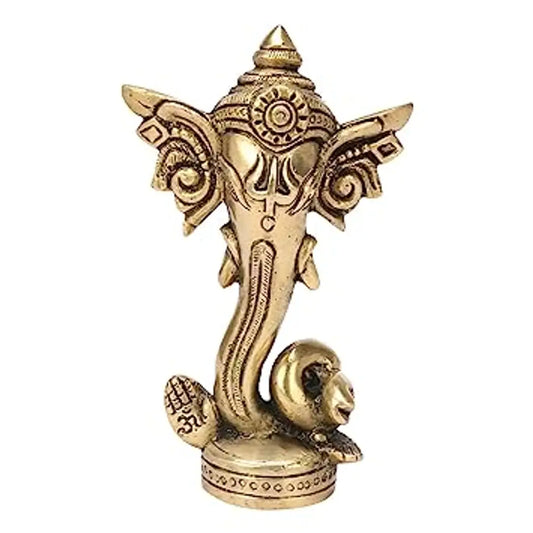 Brass Ganesha for Table Decorative Showpiece - 11.4 cm  (Brass, Gold)