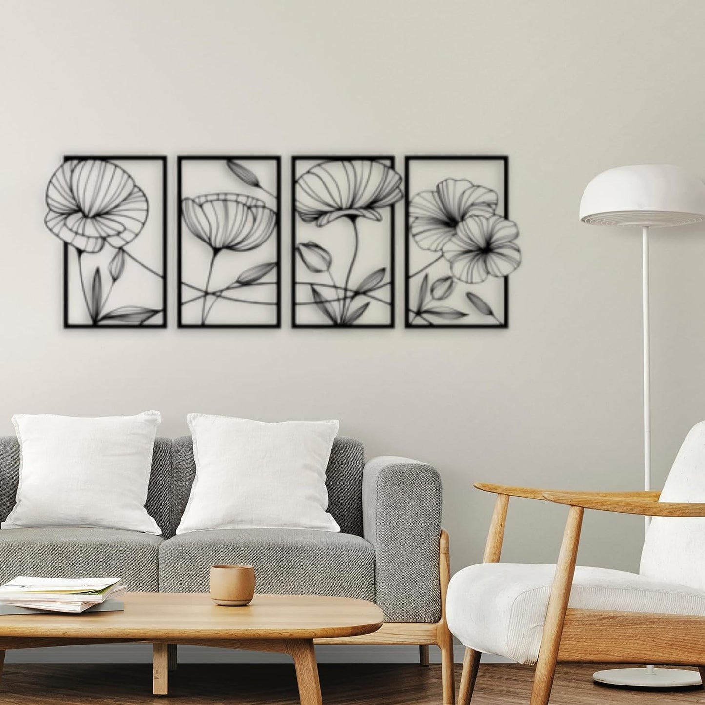 UNLEASHING UNIQUE ART WITH LUXURY 3D 4 Pieces Flower Wall Art Panel Frame